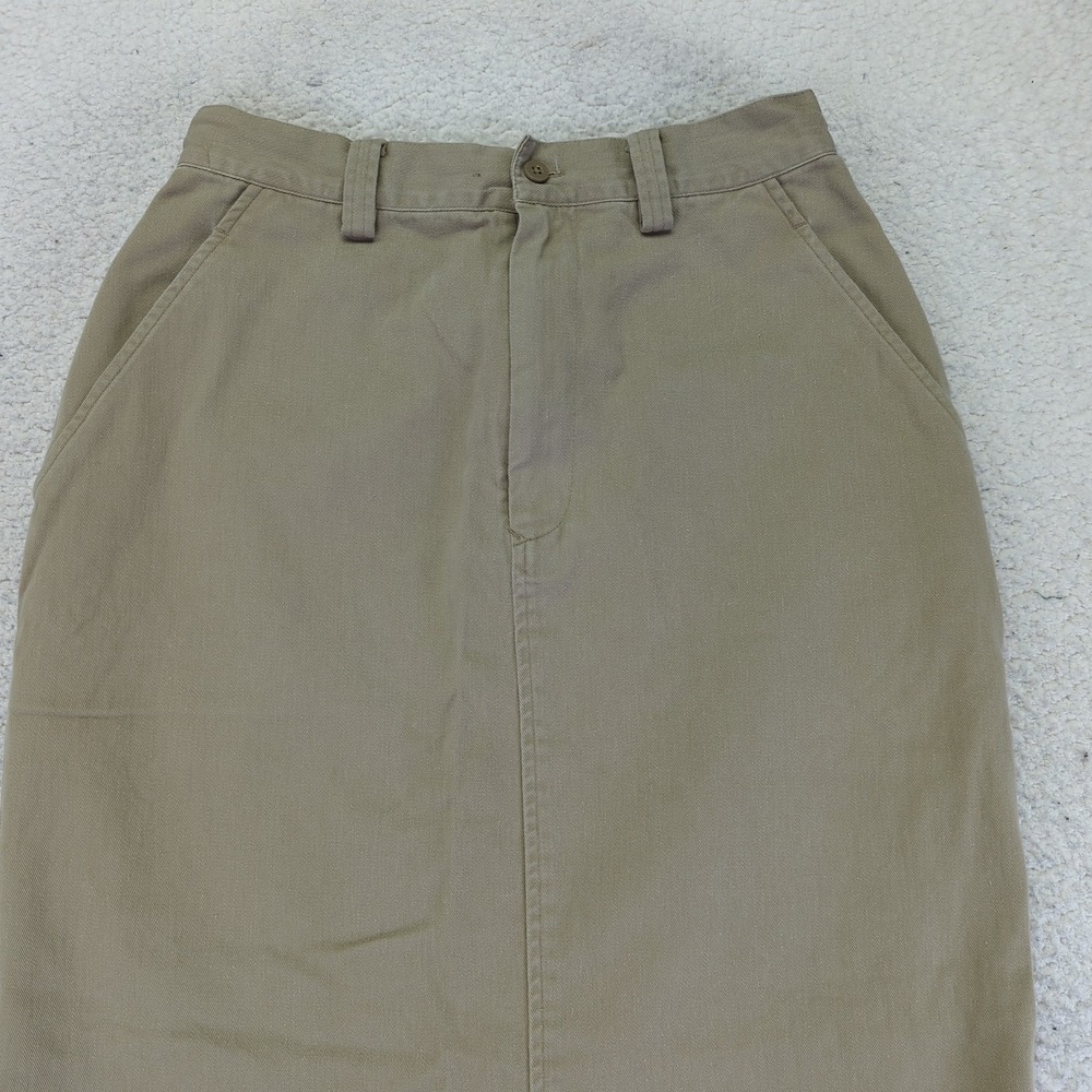 Vintage Ralph Lauren Country Khaki Cotton Midi Skirt Size 8 Tan Long Pencil - Picture 3 of 8
